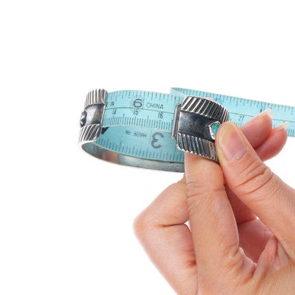 6.5" Vintage Navajo sterling silver freeform turquoise modernist cuff bracelet