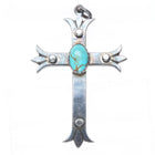 Big Vintage EG Southwestern sterling silver cross pendant with turquoise