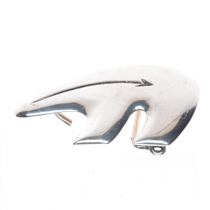 Vintage Navajo sterling silver heartline bear belt buckle 1.5"