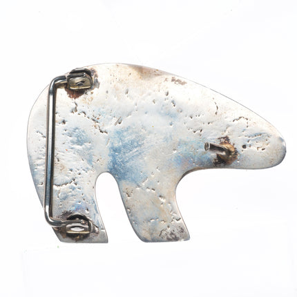 Vintage Navajo sterling silver heartline bear belt buckle 1.5"