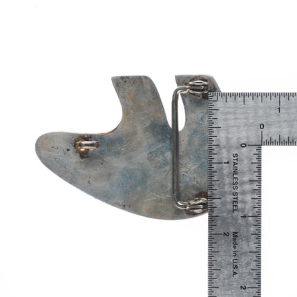 Vintage Navajo sterling silver heartline bear belt buckle 1.5"