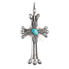 Big Vintage Ornate Southwestern sterling silver cross pendant with turquoise