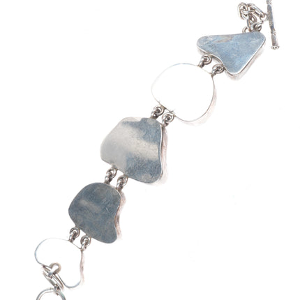 6-7.5" Adjustable E Billy Navajo sterling silver chunky turquoise link bracelet