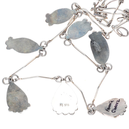 Fannie Chavez Navajo sterling silver high grade turquoise modernist necklace