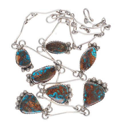 Fannie Chavez Navajo sterling silver high grade turquoise modernist necklace