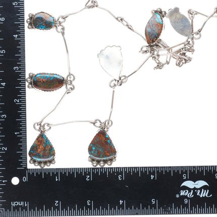 Fannie Chavez Navajo sterling silver high grade turquoise modernist necklace