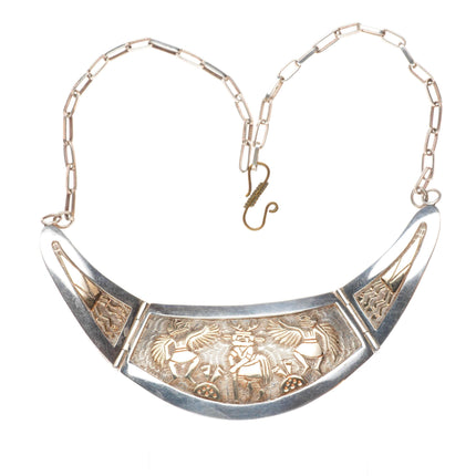 Watson Honanie Hopi 14k gold overlay on sterling silver necklace Eagle Dancers