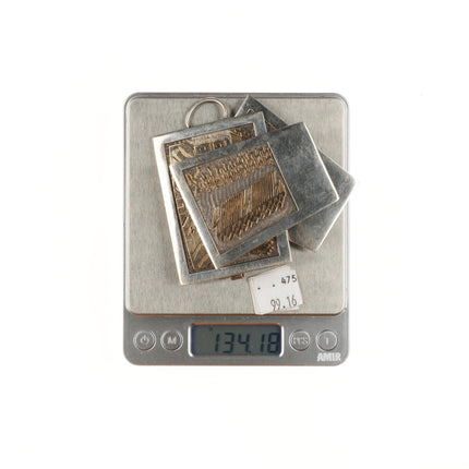 Watson Honanie Hopi 14k gold overlay on sterling silver 3pc belt buckle set