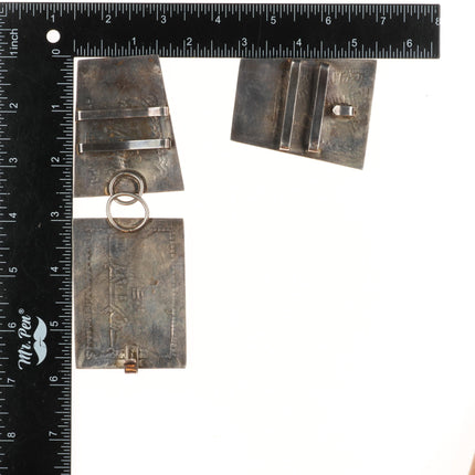 Watson Honanie Hopi 14k gold overlay on sterling silver 3pc belt buckle set