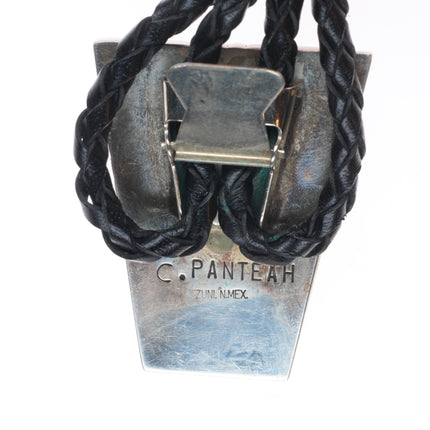 C Panteah Zuni sterling silver, opal, sugilite, turquoise micro-inlay bolo tie