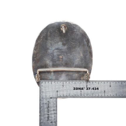 Vintage Navajo sterling silver 3D ram bust belt buckle with turquoise