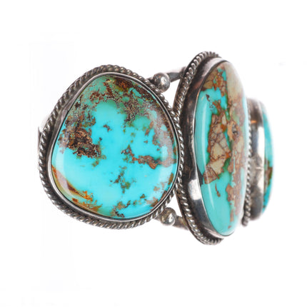 6.5" 1940's Navajo sterling silver Royston turquoise chunky cuff bracelet