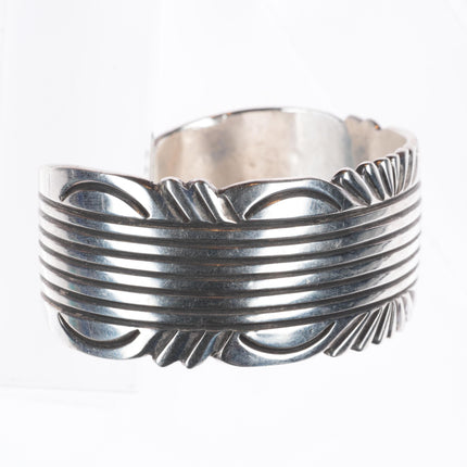 6.75" Vintage Navajo sterling silver hand chiseled cuff bracelet