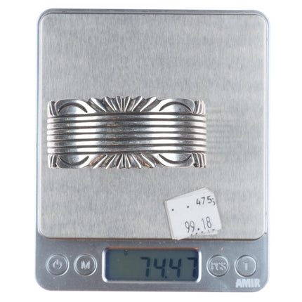 6.75" Vintage Navajo sterling silver hand chiseled cuff bracelet