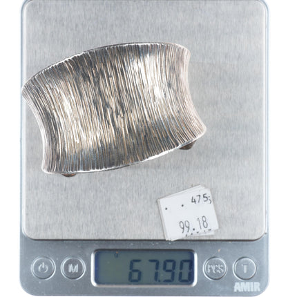 6.25" Duane Maktima Hopi modernist sterling silver textured cuff bracelet