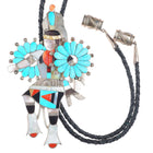 Eddie Beyuka Zuni Hoop dancer, carved turquoise/coral sterling silver bolo tie