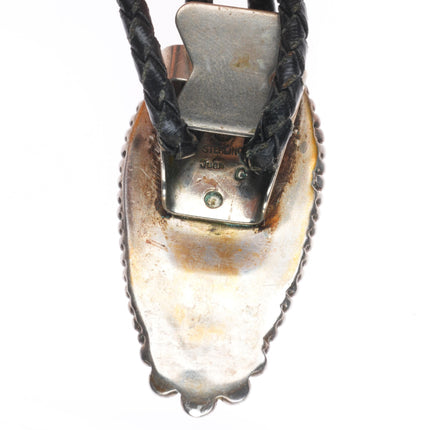 Vintage Juan G Native American sterling silver Nevada turquoise bolo tie