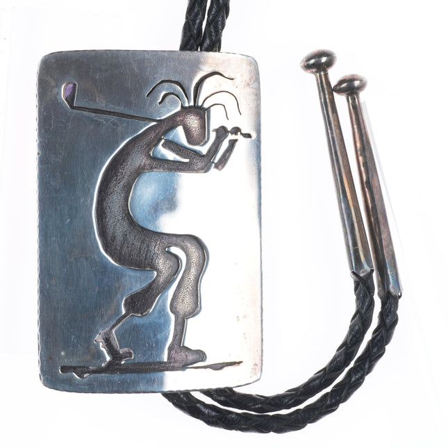 Retro Southwestern sterling silver golfing Kokopelli bolo tie