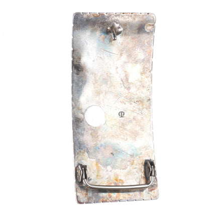 save for Jeff-Large long Vintage Navajo sterling silver belt buckle with nice turquoise