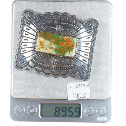 Harrison Blackgoat Navajo Royston turquoise sterling silver belt buckle