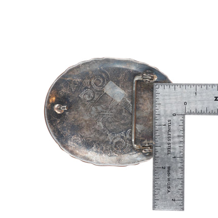 Julia Etsitty Navajo Sterling silver/gold filled turquoise/coral belt buckle