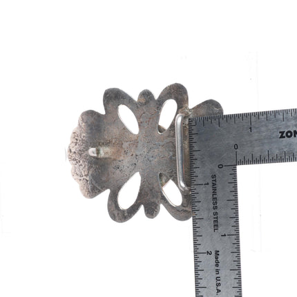 Vintage Navajo Tufa Cast sterling silver bolo tie with large turquoise