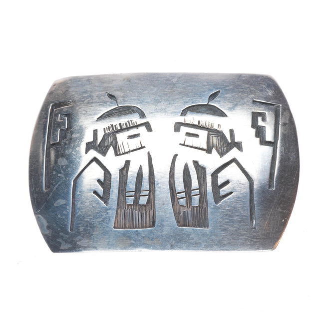 Vintage Southwestern Hopi overlay Style sterling silver belt buckle