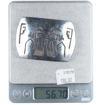 Vintage Southwestern Hopi overlay Style sterling silver belt buckle