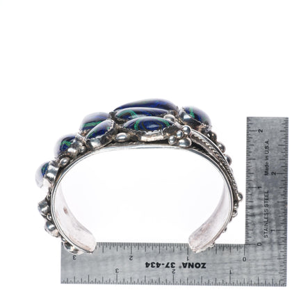 8" Tom Yazzie Navajo Vintage Azurite Huge sterling silver heavy cuff bracelet