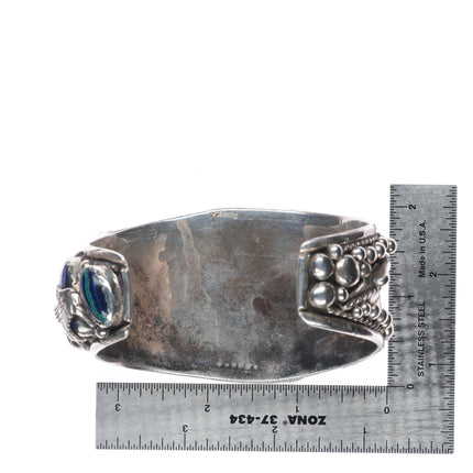 8" Tom Yazzie Navajo Vintage Azurite Huge sterling silver heavy cuff bracelet