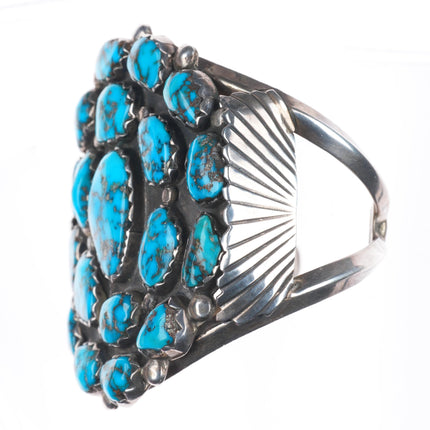 6.4" Simplicio Zuni Morenci spiderweb turquoise sterling silver cuff bracelet