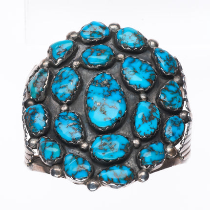 6.4" Simplicio Zuni Morenci spiderweb turquoise sterling silver cuff bracelet