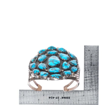 6.4" Simplicio Zuni Morenci spiderweb turquoise sterling silver cuff bracelet