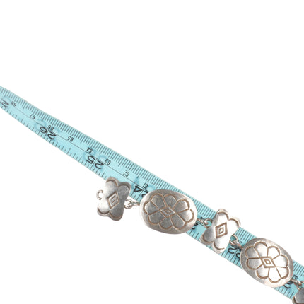 24.5" c1950's Navajo sterling silver link concho belt hatband stamped design