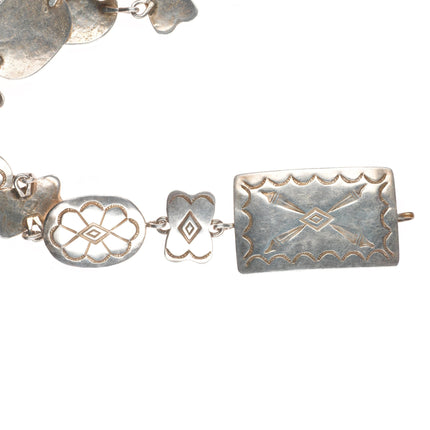 24.5" c1950's Navajo sterling silver link concho belt hatband stamped design