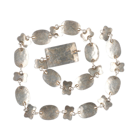 24.5" c1950's Navajo sterling silver link concho belt hatband stamped design