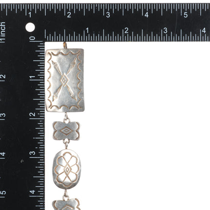 24.5" c1950's Navajo sterling silver link concho belt hatband stamped design