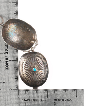 36" c1950's-60's Navajo sterling silver link concho belt/ hatband w/turquoise