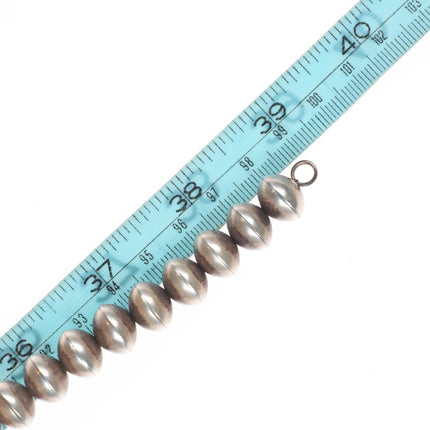 39" Vintage Navajo pearls sterling silver beaded necklace