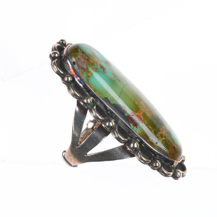 sz10 Vintage Navajo Royston turquoise sterling silver long ring size 10