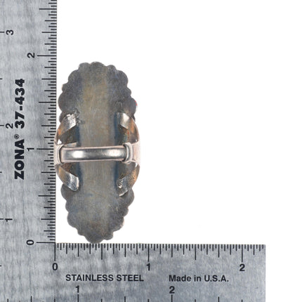 sz10 Vintage Navajo Royston turquoise sterling silver long ring size 10