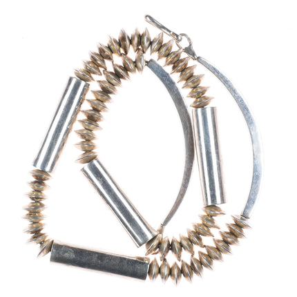 23" Vintage Navajo pearls sterling silver beaded tube necklace
