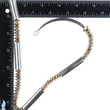 23" Vintage Navajo pearls sterling silver beaded tube necklace