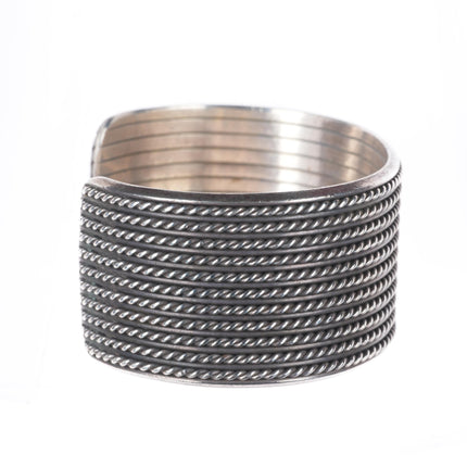 6.5" Vintage Navajo sterling silver twisted wire wide band cuff bracelet