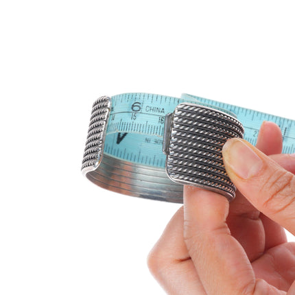 6.5" Vintage Navajo sterling silver twisted wire wide band cuff bracelet