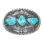 W Martin vintage Navajo sterling silver belt buckle with nice turquoise