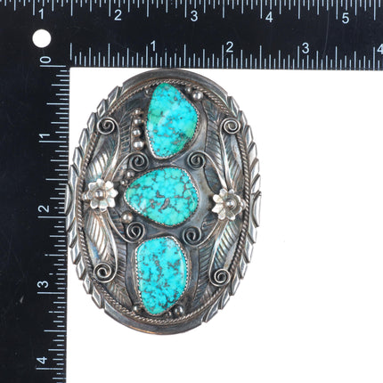 W Martin vintage Navajo sterling silver belt buckle with nice turquoise