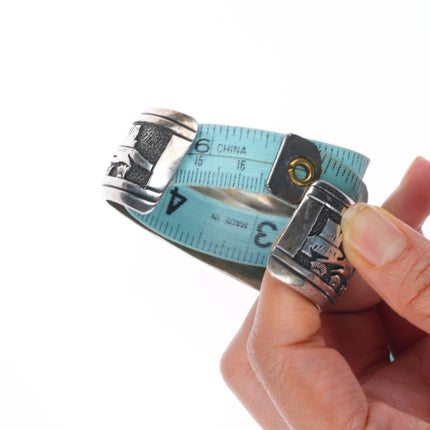 6.6" Vintage Tommy Singer Navajo sterling silver horses cuff bracelet