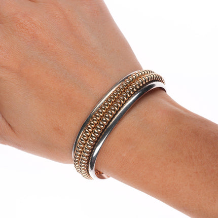 6.2" Tahe vintage Navajo sterling silver gold filled twisted wire cuff bracelet