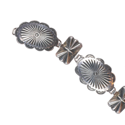 as is 31" vintage 1940's Navajo sterling silver stamped link hatband/concho belt